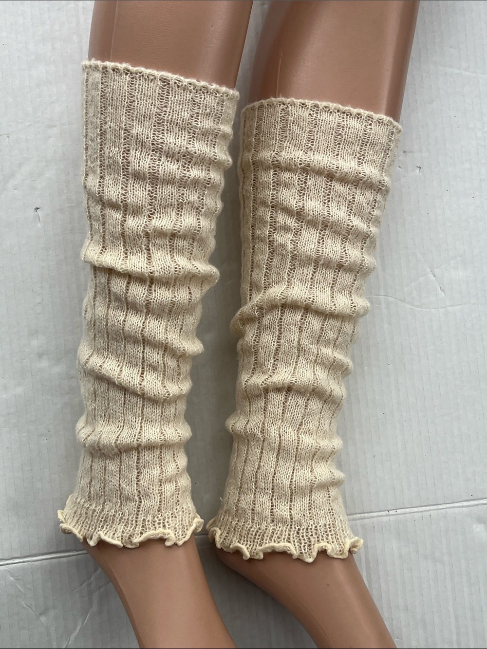Neutral Cream Knit Leg Warmers - Women